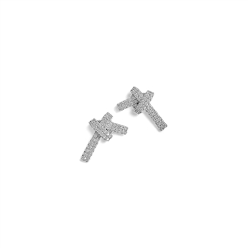 Cubic Zirconia Crossed Knot Earring in Silver