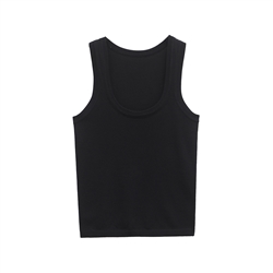 Fine Knit Vest Top in Black