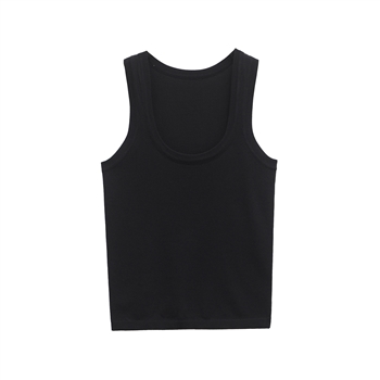 Fine Knit Vest Top in Black