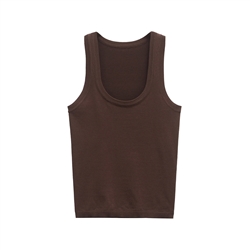Fine Knit Vest Top in Chocolate Brown