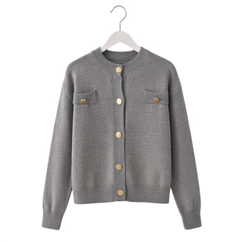 Boxy Cardigan with Gold Button Detail