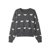 Chunky Knit Heart Jumper in Grey