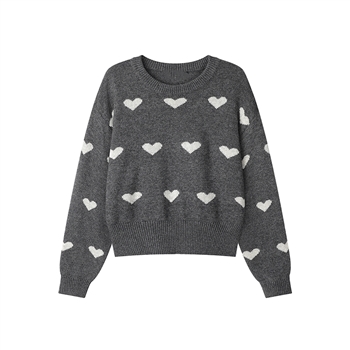 Chunky Knit Heart Jumper in Grey
