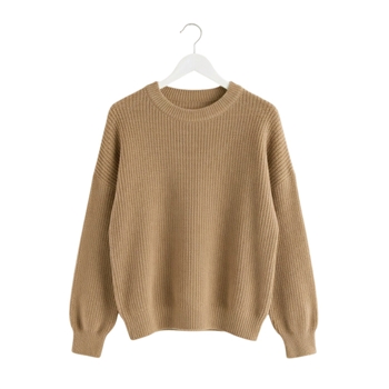 Balloon Sleeve Knit Jumper in Toffee