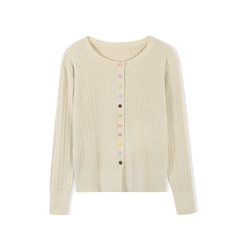 cable knit multi button cardigan