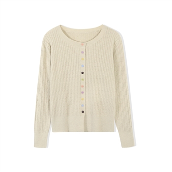 cable knit multi button cardigan