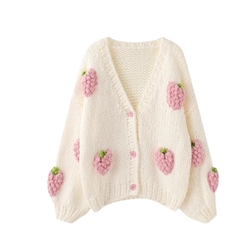 Strawberry Applique Cardigan