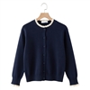 Lace Trimmed Cardigan in Navy