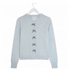 Gingham Bow & Pearl Button Cardigan