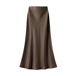 Bitter Chocolate Satin Slip Skirt