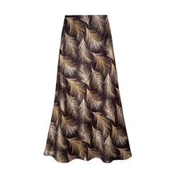 Feather Palm Print Satin Slip Skirt