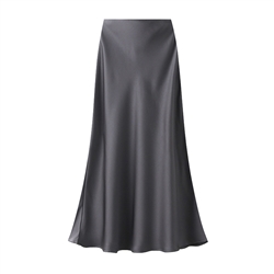 Gunmetal Satin Slip Skirt