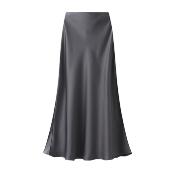 Gunmetal Satin Slip Skirt