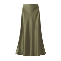 Khaki Satin Slip Skirt