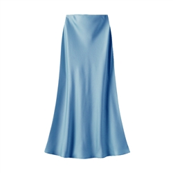 Lake Blue Satin Slip Skirt
