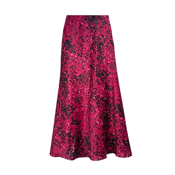 Satin Slip Skirt in Pink Leopard Print