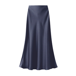 Navy Satin Slip Skirt