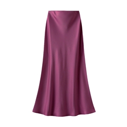 Plum Satin Slip Skirt