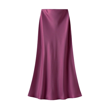 Plum Satin Slip Skirt