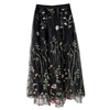 Embroidered Meadow Tulle Skirt in Black