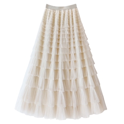 Tiered Ruffle Skirt in Cream