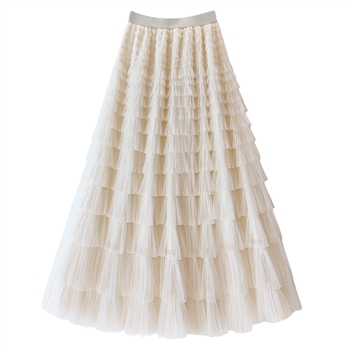 Tiered Ruffle Skirt in Cream