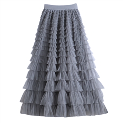 Tiered Ruffle Skirt in Grey