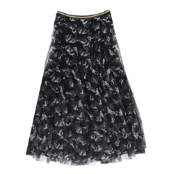Black Camo Print Tulle Layer Skirt