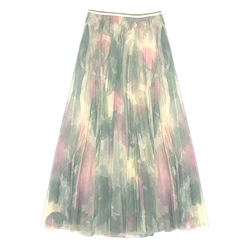 Vintage Floral Print Tulle Layer Skirt