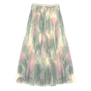 Vintage Floral Print Tulle Layer Skirt