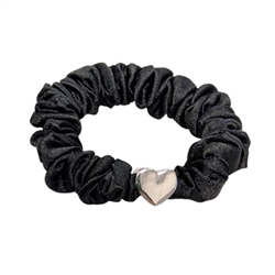 Silver Heart Charm Scrunchie