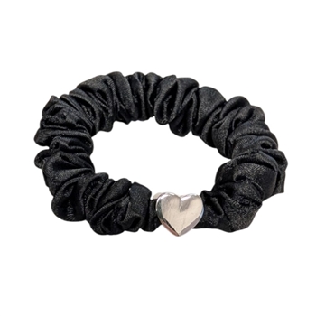 Silver Heart Charm Scrunchie