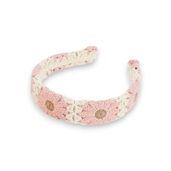 Floral Crochet Headband In Pink Neutral