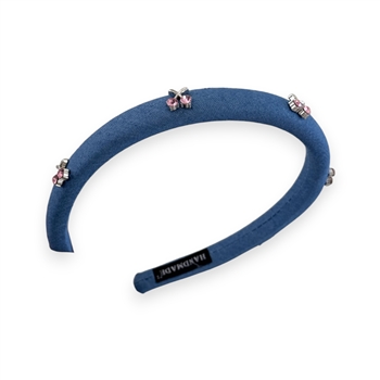 Light Denim Hairband With Pink Cherry Detail