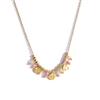 Hammered Disc & Bead Drop Necklace in Pink