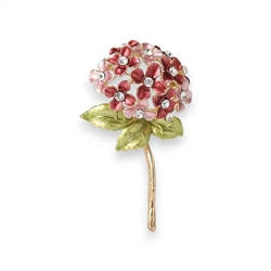 Hydrangea Stem Brooch in Dark Pink
