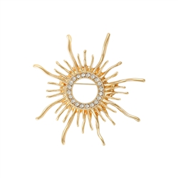 Blazing Sun Brooch in Gold