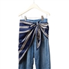 Triangular Satin Scarf in Printed Dark Navy