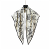 Triangular Satin Scarf in Monochrome Floral Print