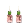 Pink and Green Twin Gem Earrings