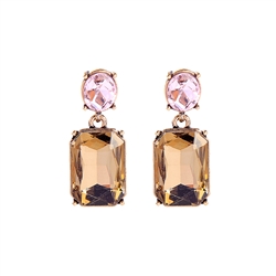 Amber Gem with Crystal Earrings