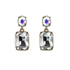Clear and Aurora Gem with Crystal Earrings