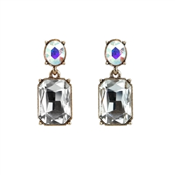 Clear and Aurora Gem with Crystal Earrings