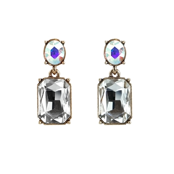 Clear and Aurora Gem with Crystal Earrings