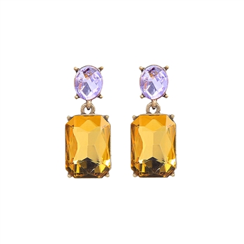Amber Oval Twin Gem Post Earrings