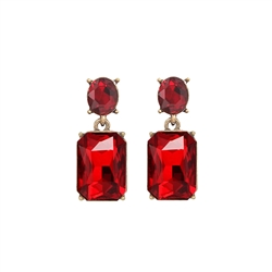 Fire Red Oval Twin Gem Post Earrings