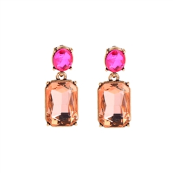 Orange Gem with Crystal Earrings