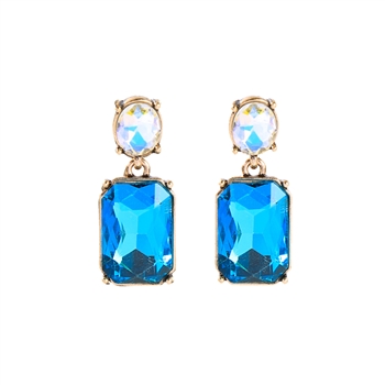 Turquoise  Gem with Crystal Earrings