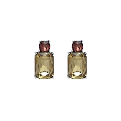 Amber and Mink Gem with Crystal Earrings