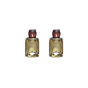 Amber and Mink Gem with Crystal Earrings